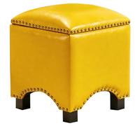Ottomana Sgabello Contenitore Ottomano Quadrato in Pelle di Mucca in Stile Americano, Sgabello Multiuso per Divano da Soggiorno con Spazio di Archiviazione, Nessuna Installazione Richiesta(Yellow)