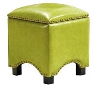 Ottomana Sgabello Contenitore Ottomano Quadrato In Pelle Di Mucca In Stile Americano, Sgabello Multiuso Per Divano Da Soggiorno Con Spazio Di Archiviazione, Nessuna Installazione Richiesta(Grass green