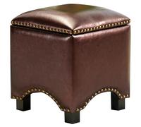Ottomana Sgabello Contenitore Ottomano Quadrato in Pelle di Mucca in Stile Americano, Sgabello Multiuso per Divano da Soggiorno con Spazio di Archiviazione, Nessuna Installazione Richiesta(caffè)