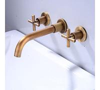 ottonato, miscelatore a parete, rubinetto miscelatore lavabo bagno, rubinetti bagno lavabo, Doppio pomello, rubinetto a parete lavabo, rubinetto miscelatore acqua calda-antico