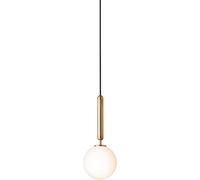 Ottone A Lampadario Miira 1 in Ottone e Bianco Opale Piccolo