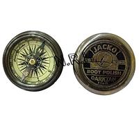 Ottone antico Jacks Boot Polish marrone scuro Pocket Compass Vintage Bussola Coperchio Poesia Bussola Regalo