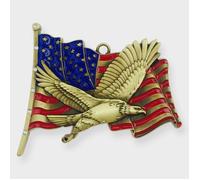 Ottone Antico Placcato Bandiera Con Aquila Ornamento Harvey Lewis W/Swarovski