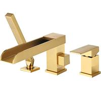 Ottone Cascata Vasca Filler Rubinetto con Doccia A Mano 3 Foro Deck Mount Vasca Da Bagno T Olio Lucidato Bronzo & Spazzolato d h Bagno Lavello Rubinetti