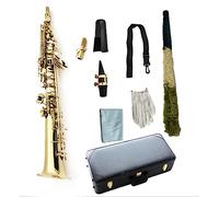 Ottone laccato oro tubo dritto sassofono B strumenti Sax piatto con custodia in pelle Sassofono per principianti Kit