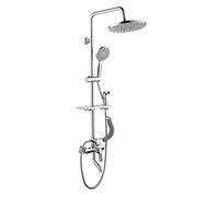 Ottone Montato Parete, di Altezza Regolabile con Mixer a Mano in Testa Toccata, Moderno Miscelatore la Doccia Set per Bagno, Cromo