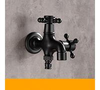Ottone Nero Rubinetto Bagno Lavatrice Rubinetto Mop Rubinetti Toilette Angolo Rubinetto Rubinetto Giardino Miscelatore Esterno Doppio Uso (Color : SY001B)