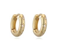 Ottone placcato oro 18 carati con stelle in pietra CZ e orecchini semplici da donna in stile sole, 1 paio(Light Yellow Gold Color)