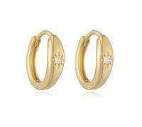 Ottone placcato oro 18 carati con stelle in pietra CZ e orecchini semplici da donna in stile sole, 1 paio(Imitation Rhodium Plated)