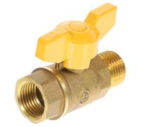 Ottone Valvola a Sfera Maniglia a Farfalla G1/2 Oro | Formato Compatto, Filettatura Femmina e Maschio G1/2, Controllo del Flusso per Idraulici e Manutenzione