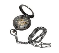 Otufan Mechanical Pocket Watch for Men,Vintage Double Case Watch Hand Wind Skeleton Pocketwatch with Chain for Gifts