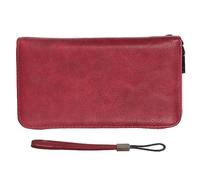 Otufan Porta Carte di Credito da Donna, Porta Carte di Credito 36 Slot per Carte Pelle PU Cerniera Lunga con Tracolla Rimovibile Blocco Rfid Portafoglio Piccolo per Contanti Carta (Vin Rouge)