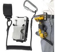 otuiaim Clip-on Porta Attrezzi da Cintura + Cordino Estensibile 160cm per Trapano - Kit di Sicurezza e Comodità per Attrezzi - Portautensili in Acciaio Inox 304 e Corda di Sicurezza Anticaduta da 5KG
