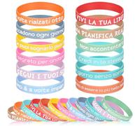 Otuuz 24 Braccialetti Bambini con Frasi Motivazionale Italiano Silicone Bracciale Amicizia Colorati Gadget Compleanno Bambini Regalo Fine Festa Compleanno Natale Adolescente Collega(Colore Brillante)