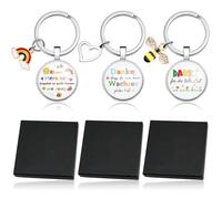 Otuuz 3 Sets Regali di Ringraziamento per Insegnanti 3 Portachiavi Motivanti per Educatori con 3 Scatole da Regalo Kleine Menschen Brauchen So Große Herzen Wie Deins Regali d'Addio per Insegnanti