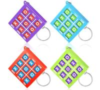 Otuuz Portachiavi Tic Tac Toe Portachiavi per Mini Gioco Tris in Plastica con Clip per Zaino per Bambini 8 ai 12 Anni per Compleanno Bomboniere per Ragazzi(Blu, Viola, Rosso, Verde,16)