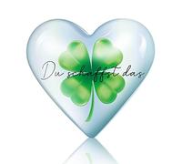 Otuuz Portafortuna a Foglia di Trifoglio Du Schaffst Das Ciondolo Portafortuna a Quattro Foglie Regalo Premuroso e Pieno di Speranza con Custodia Regali Fortunati per Coppia Amico Famiglia (Cuore)