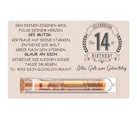 Otuuz Regali in Denaro Regalo per 14 Compleanno per Ragazze e Ragazzi Set Regalo Include Biglietto di Auguri in Legno per il 14° Compleanno e Provetta per Regalo Confezione di Buoni Denaro