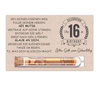 Otuuz Regali in Denaro Regalo per 16 Compleanno per Ragazze e Ragazzi Set Regalo Include Biglietto di Auguri in Legno per il 16° Compleanno e Provetta per Regalo Confezione di Buoni Denaro
