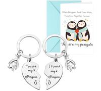 Otuuz Regalo Romantico di San Valentine Portachiavi Pinguino con Scritta I Found My Penguin con Biglietto di Auguri Portachiavi per Coppia Fidanzata Marito Moglie Compleanno Anniversario Nozze