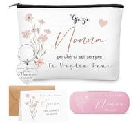 Otuuz Set Regalo per Nonna Borsa Cosmetici Custodia Occhiali Portachiavi | Include Borsa per Cosmetici, Custodia per Occhiali, Portachiavi, Biglietti d'Auguri con Busta, Per Compleanno, Natale, Festa