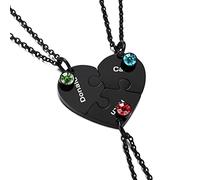 OTXIXTO 3 Nero Tono Ciondolo Cuore in Acciaio Inox Best Friend Forever Puzzle Collana Nome Personalizzato per Amicizia Coppie Uomini Donne