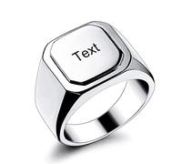 OTXIXTO Anello Iniziale per Uomo Donna Nome Personalizzato Inciso Lettera Anello Sigillo Acciaio Inossidabile Regalo per la Festa del papà Regolatori di Dimensione Dell'anello (Argento, Taglia17)