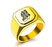 OTXIXTO Anello Iniziale per Uomo Donna Nome Personalizzato Inciso Lettera Anello Sigillo Acciaio Inossidabile Regalo per la Festa del papà Regolatori di Dimensione Dell'anello (Oro, Taglia32)