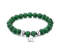 OTXIXTO Bracciale di Pietre Naturali Personalizzato per Donna Uomo Bracciale di Perle Tonde da 8mm Bracciale di Cristalli Naturali con Testo Bracciale di Perline Bracciale di Chakra (A: Pietra Verde)