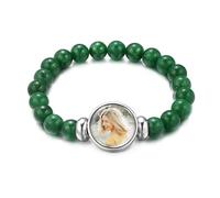 OTXIXTO Bracciale di Pietre Naturali Personalizzato per Donna Uomo Bracciale di Perle Tonde da 8mm Bracciale di Cristalli Naturali con Foto Bracciale di Perline Bracciale di Chakra (B: Pietra Verde)