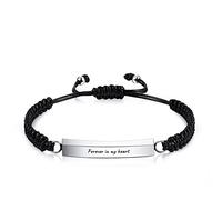 OTXIXTO Bracciale Personalizzato con Urna per Ceneri Messaggio con Nome Inciso per Uomo Donna Barra in Acciaio Inossidabile Corda Regolabile Gioielli Commemorativi Cremazione Ricordo