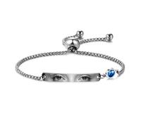 OTXIXTO Bracciale Personalizzato Foto Occhi Donne Bracciale Acciaio Inossidabile Regolabile con Pietra Nascita Incisione Testo Design Sottile Regali Ideali per Mamma Sorella Migliori Amiche - C1