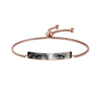 OTXIXTO Bracciale Personalizzato Foto Occhi Donne Bracciale Acciaio Inossidabile Regolabile con Pietra Nascita Incisione Testo Design Sottile Regali Ideali per Mamma Sorella Migliori Amiche - A3
