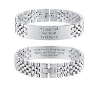 OTXIXTO Bracciale Personalizzato per Uomo con Immagine/Testo Inciso Bracciale A Maglia Regolabile in Acciaio Inossidabile da Uomo Regali per Papà Marito Figlio Fidanzato Festa del Papà (Stile B4)