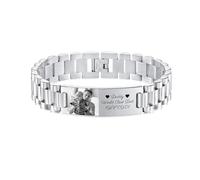OTXIXTO Bracciale Personalizzato per Uomo con Immagine/Testo Inciso Bracciale A Maglia Regolabile in Acciaio Inossidabile da Uomo Regali per Papà Marito Figlio Fidanzato Festa del Papà (Stile A3)