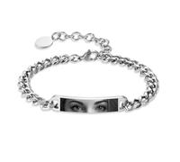 OTXIXTO Bracciale Regolabile Personalizzato Foto Occhio per Donna Uomo Gioiello Design Unico Occhio con Acciaio Inossidabile Testo Personalizzato Regalo Sentimentale per Madre Amanti Amici - Argento