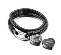 OTXIXTO Bracciale Urna per Ceneri con Foto Testo Personalizzata Bracciale Commemorativo con Ciondolo a Urna Cuore Gioiello Ricordo per Cremazione per Uomo Donna con Kit di Riempimento -B2: 8 Pollici