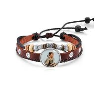 OTXIXTO Braccialetti con Foto per Donna Bracciali con Immagine Bracciale Avvolgente in Pelle Regolabile con Immagine Interna Bracciali da Donna con Foto Bracciali Memoriale con Immagine (A2: Marrone)
