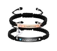OTXIXTO Braccialetti Coordinati Personalizzati per Coppie Bracciali per Coppia Intrecciato Regolabili con Cuore Collegabile Incisione Relazione Nome Bracciale Gioielli Regali per Coppie (Stile A1)