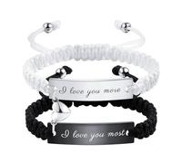 OTXIXTO Braccialetti Coordinati Personalizzati per Coppie Bracciali per Coppia Intrecciato Regolabili con Cuore Collegabile Incisione Relazione Nome Bracciale Gioielli Regali per Coppie (Stile C2)