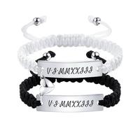 OTXIXTO Braccialetti Coordinati Personalizzati per Coppie Bracciali per Coppia Intrecciato Regolabili con Cuore Collegabile Incisione Relazione Nome Bracciale Gioielli Regali per Coppie (Stile C1)