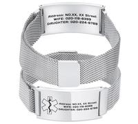 OTXIXTO Braccialetto ID Medico Regolabile Incisione Personalizzata Informazioni di Emergenza Braccialetti di Allerta Medica per Donne Uomini Adatti per Autismo Anziani Diabetici Allergie Epilessia-B1