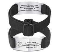 OTXIXTO Braccialetto ID Medico Regolabile Incisione Personalizzata Informazioni di Emergenza Braccialetti di Allerta Medica per Donne Uomini Adatti per Autismo Anziani Diabetici Allergie Epilessia-A1