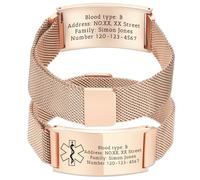 OTXIXTO Braccialetto ID Medico Regolabile Incisione Personalizzata Informazioni di Emergenza Braccialetti di Allerta Medica per Donne Uomini Adatti per Autismo Anziani Diabetici Allergie Epilessia-B3