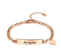 OTXIXTO Bracciali a Barra Personalizzati con Nome Inciso per Donne Fidanzate con Catena Regolabile e Charm a Cuore Gioielli in Acciaio Inossidabile Regali per Damigelle d'Onore