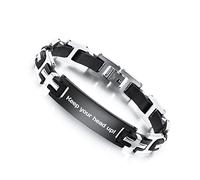 OTXIXTO Bracciali da Uomo Personalizzati Regali Personalizzati per Uomo Marito papà Ragazzi Fidanzato Personalizzato con Nome Data Testo Bracciale in Acciaio Inossidabile con Targhetta Identificativa