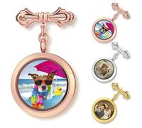 OTXIXTO Ciondoli con Foto a Forma di Bouquet da Sposa Personalizzati Spilla con Ciondolo Portafoto in Vetro Rotondo a Doppia Faccia Personalizzato Regalo di Nozze per la Sposa e lo Sposo - Oro rosa