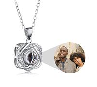 OTXIXTO Ciondolo con Immagine di Proiezione Personalizzata Collana in Argento Sterling 925 Ciondolo a Forma di Cuore Compleanno Anniversario Gioielli Regali per Lei/Donna/Mamma/Fidanzata(S2/Argento)
