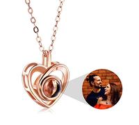 OTXIXTO Ciondolo con Immagine di Proiezione Personalizzata Collana in Argento Sterling 925 Ciondolo a Forma di Cuore Compleanno Anniversario Gioielli Regali per Lei/Donna/Mamma/Fidanzata(S1/Oro Rosa)