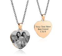 OTXIXTO Ciondolo Cuore Personalizzato per Donne Incisione Nome/Testo/Data Collana con Immagine in Bianco e Nero per Coppie dell'Acciaio Inossidabile Amanti Gioielli per Damigella d'Onore(Oro Rosa 34